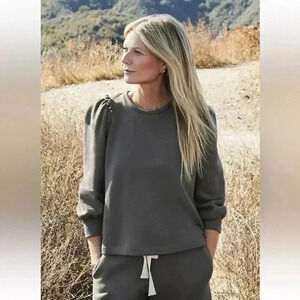 G Label By Goop Torres Puff Sleeve Slate Grey Sweatshirt Womens Size XLarge